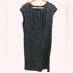 Black Polka Dot Dress with Zipper Shoulder Detail Large